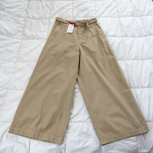 Zara Pants - ZARA SRPLS NEW WITH TAGS Wide Leg Pants Tan Trousers Size USA 31Tall